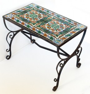 Spanish Wrought Iron Table with Decorative Corners